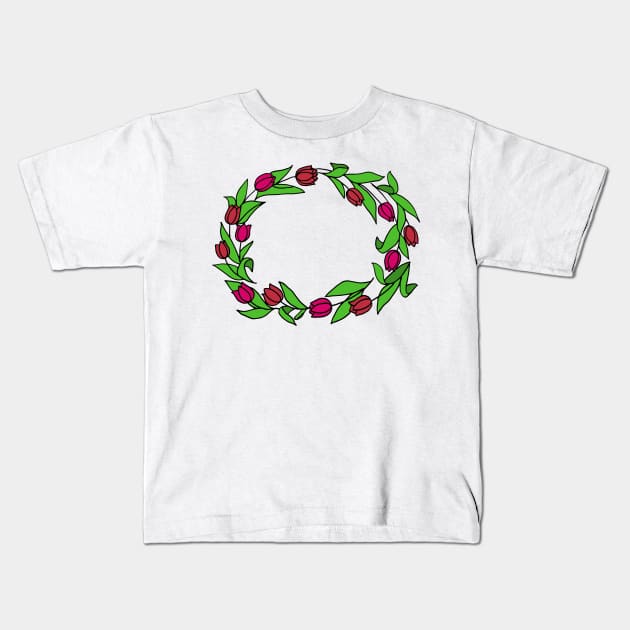 tulip wreath Kids T-Shirt by wildmagnolia